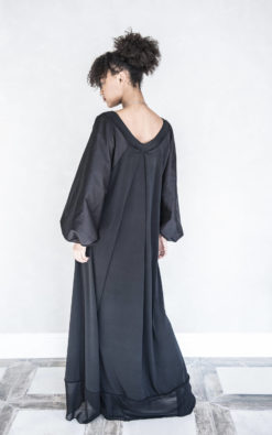 Black Maxi Dress With V-Neckline - ALLSEAMS