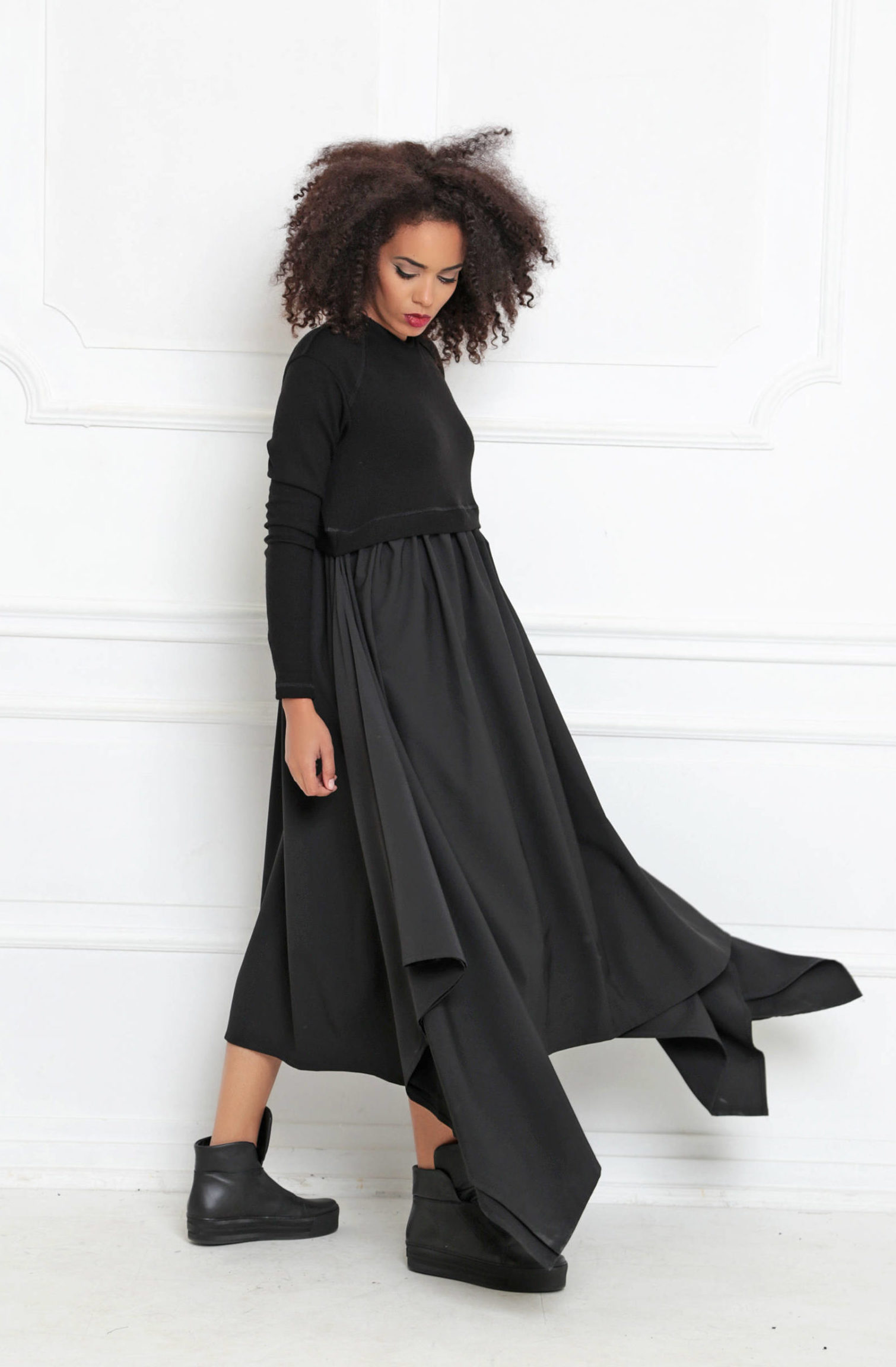 long black casual maxi dress
