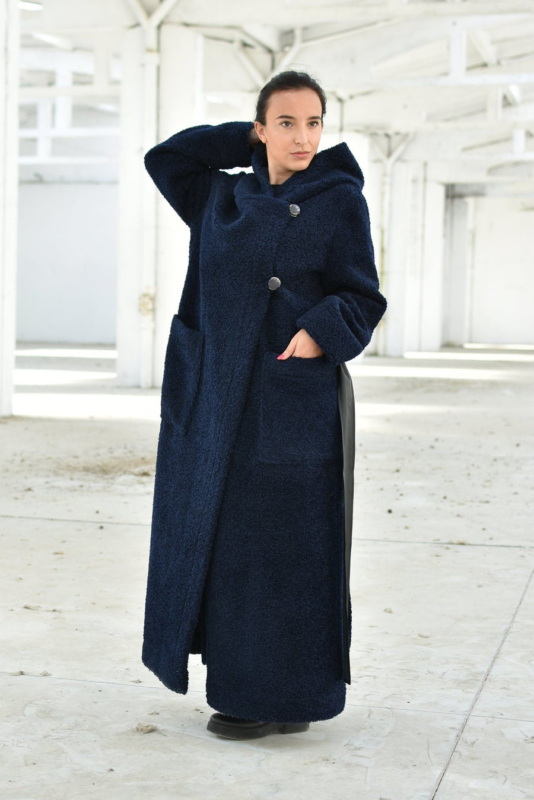 Maxi Coat With Side Slits - ALLSEAMS