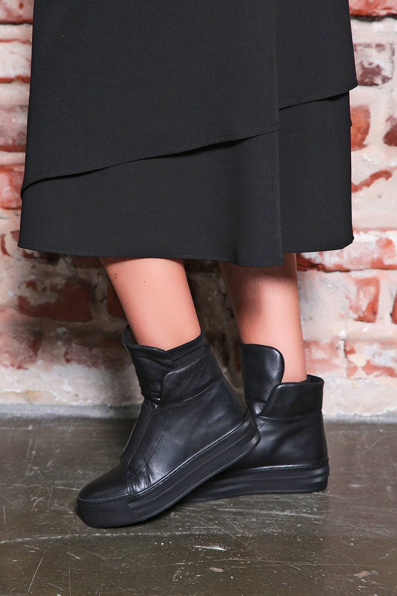 black platform sneaker boots