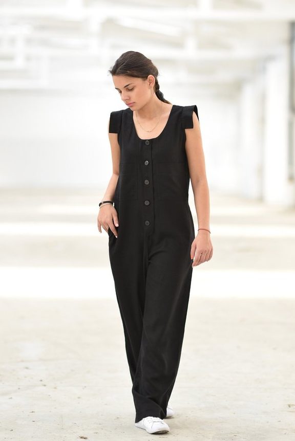 Sleeveless Jumpsuit With Buttons - ALLSEAMS