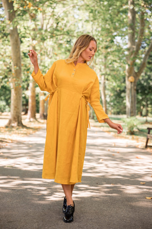 Mustard Linen Dress - ALLSEAMS