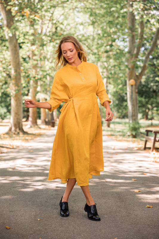 Mustard Linen Dress - ALLSEAMS