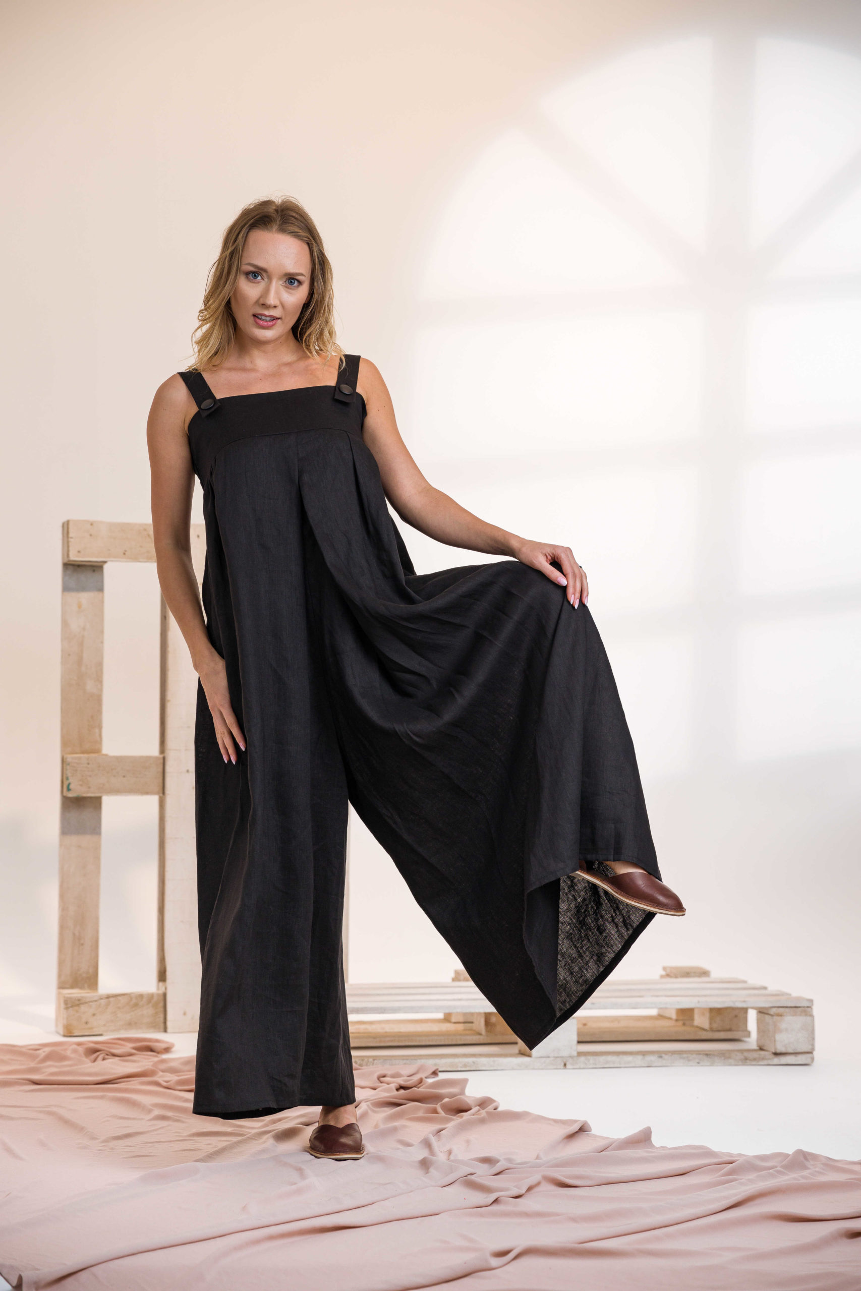 Wide Leg Jumpsuit With Pockets - ALLSEAMS