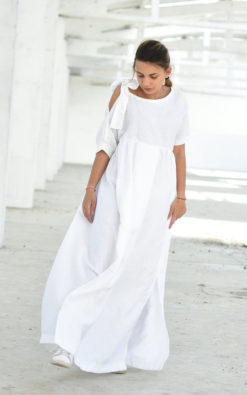 Linen Maxi Dress With Slits - ALLSEAMS