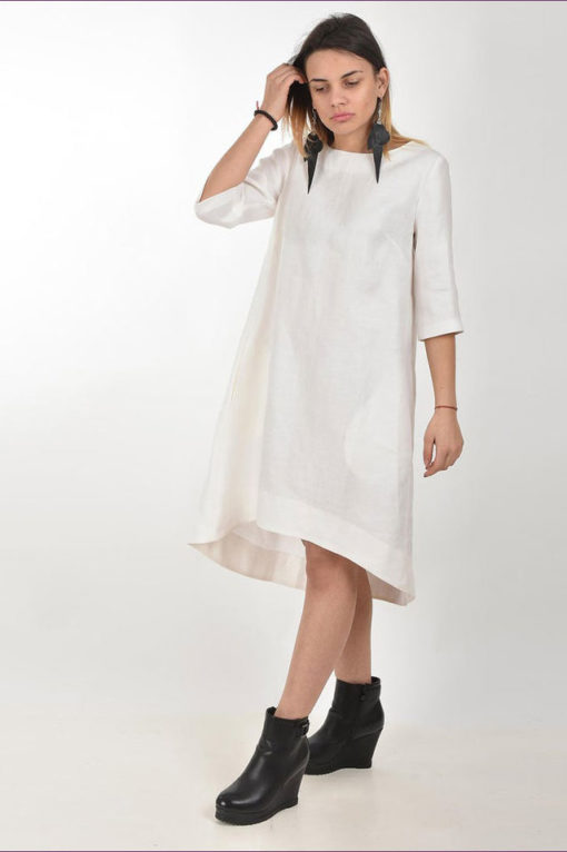 Mid Sleeve Linen Dress