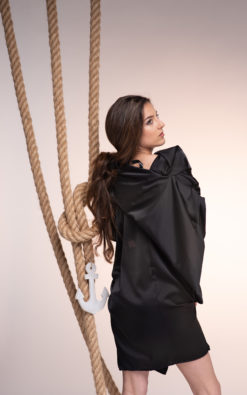 Black Tunic Dress, Women Tunic Dress, Loose Fit Tunic, Drape Tunic, Asymmetric Tunic, Turtleneck Tunic, Deconstructed Top, Plus Size Tunic