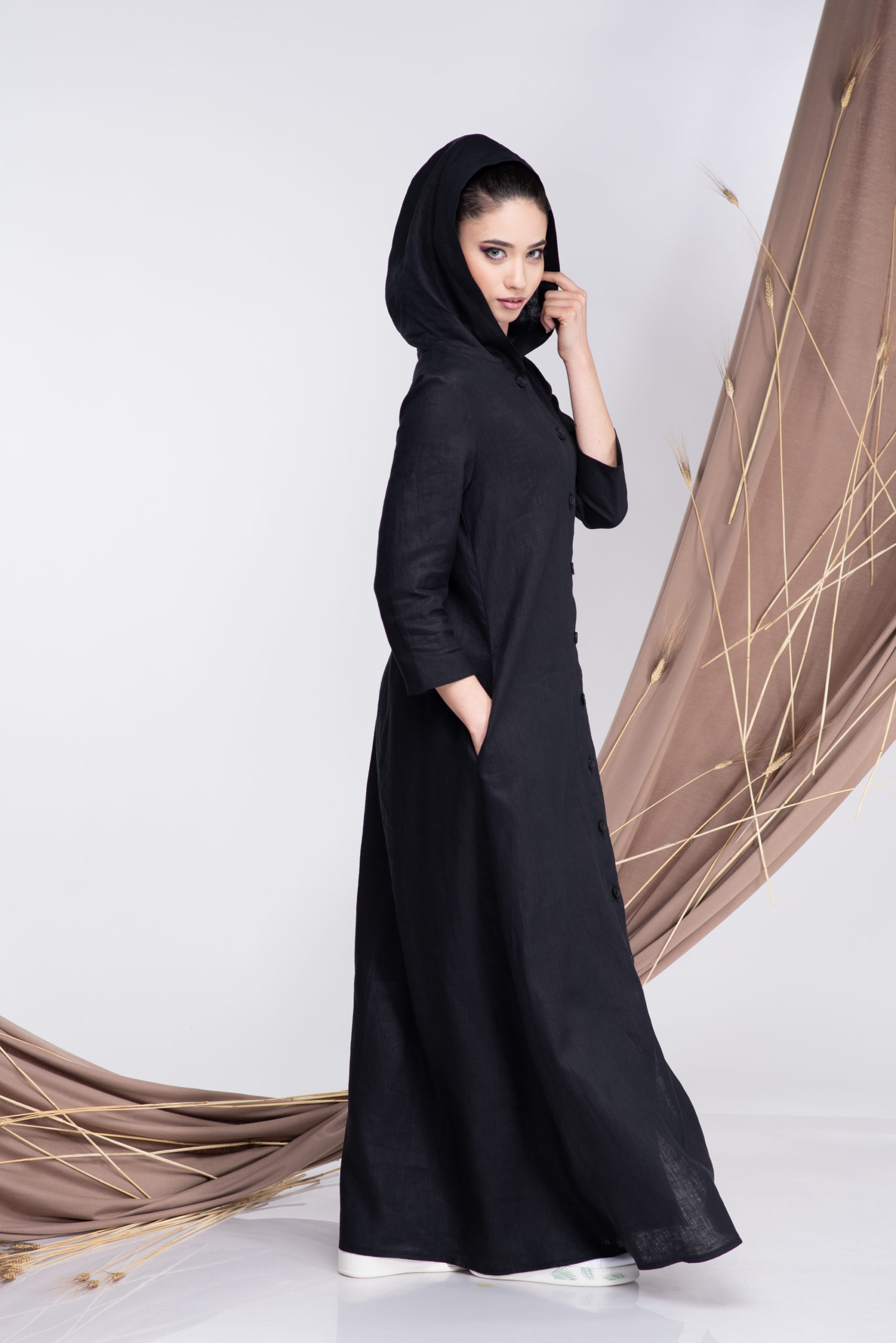 Hooded Kaftan With Buttons - ALLSEAMS