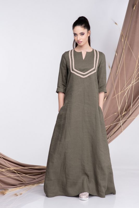 Linen Kaftan Dress With Pockets ALLSEAMS