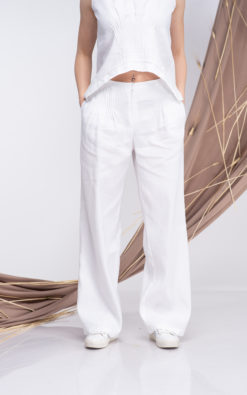 White Linen Set Linen Two Piece Set Linen Pants and Top Deep V Sleeveless  Top Linen Clothing -  Canada