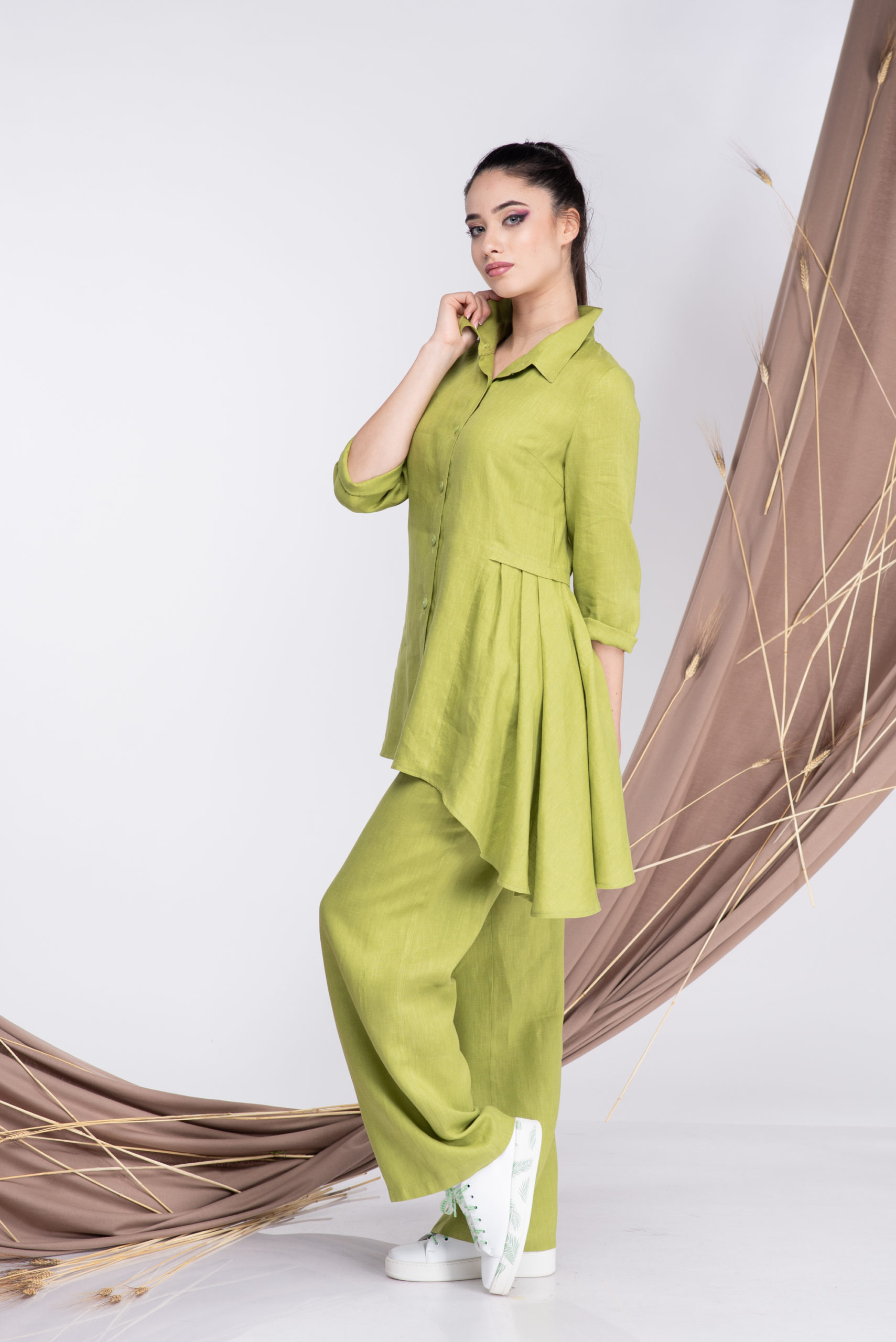 Buy White Cotton Tunic with Pants- Set of 2 | TRCSH08/TCC14MAR | The loom