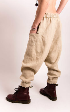 Linen Harem Pants With Buttons