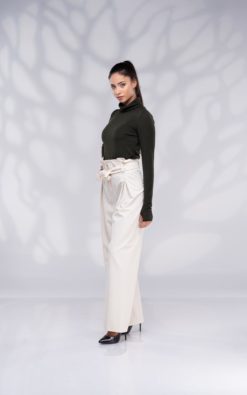 Anistyn High Waist Straight Leg Linen Trousers in White | Oh Polly-thunohoangphong.vn
