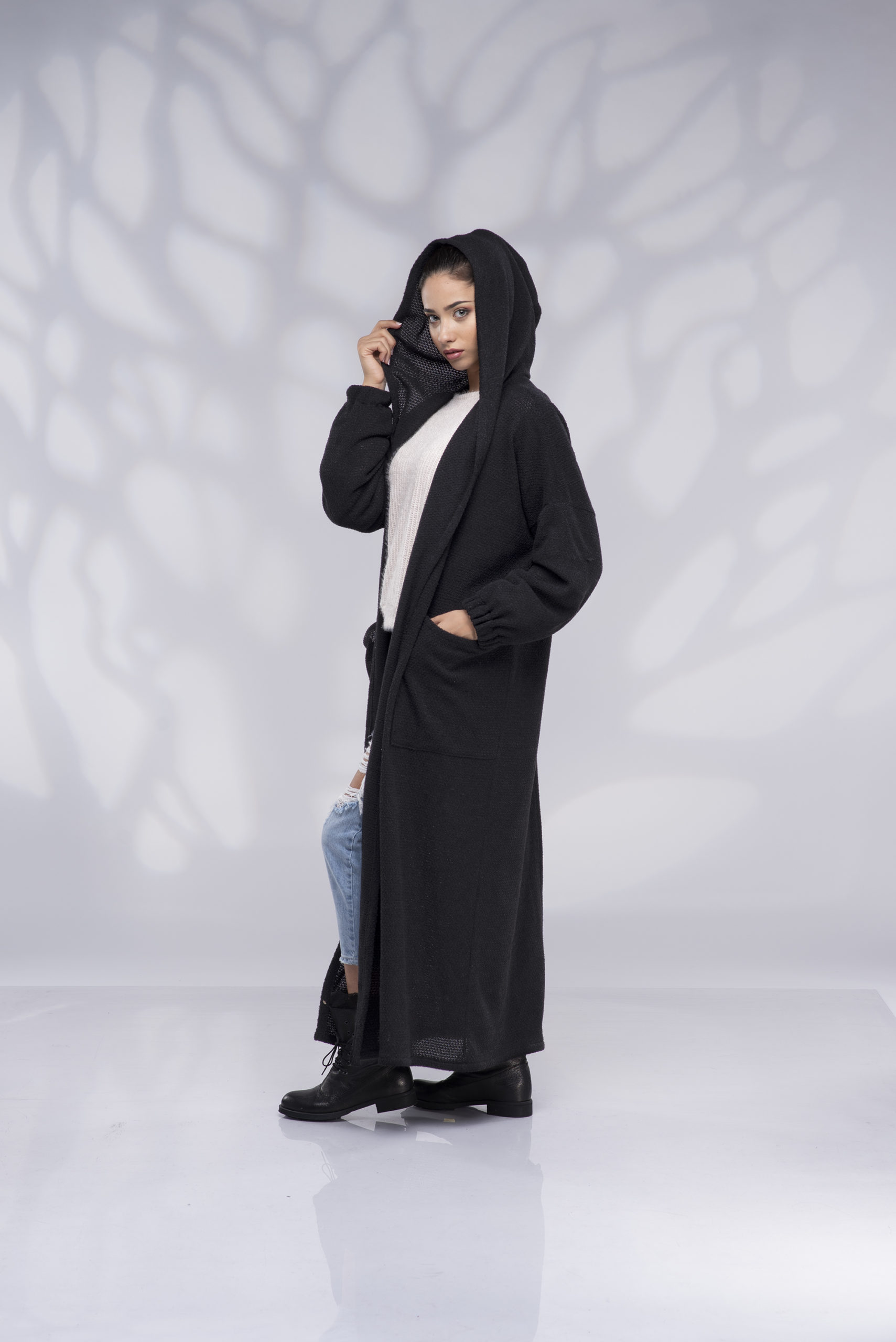 Walnut Get angry Mexico Long Hooded Cardigan - ALLSEAMS