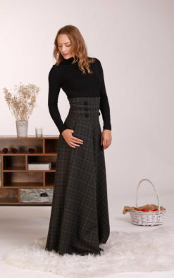 Wool Evening Skirt, High Waist Skirt, Maxi Wool Skirt, Elegant Skirt, Wool Cocktail Skirt, Long Wool Skirt, Pocket Maxi Skirt, Wool Plaid