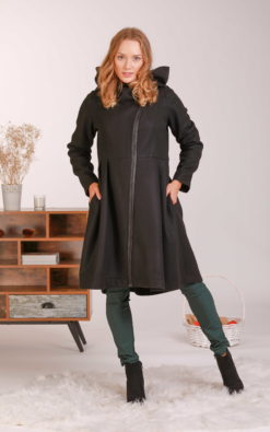 Wool Coat, Hooded Coat, Plus Size Clothing, Asymmetrical Coat, Wool Jacket, Princess Coat, Wool Overcoat, Winter Coat, Black Coat, Gothic