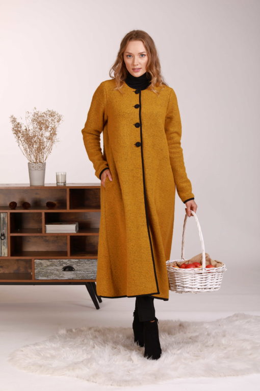 Mustard Wool Cardigan, Long Winter Cardigan, Wool Cardigan Coat, Minimalist Clothing, Winter Dress, Vintage Style Cardigan,Plus Size Clothes
