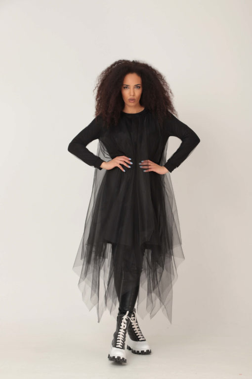 Tulle Dress, Black Dress, Plus Size Clothing, Halloween Dress, Gothic Dress, Sheer Dress, See Through Dress, Plus Size Dress, Midi Dress
