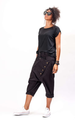 Black navy pants for women, Harem pants women, Capri harem womens pants, Loose fitting pants avant garde clothing for women