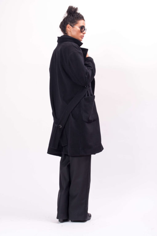 Wool long black coat from our new winter collection, Handmade wool women's winter coat, Fancy oversized coat, No ordinary long black coat