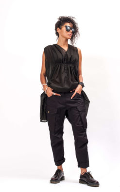 Black cotton tunic womens top, Plus size tunic organic clothing for women, Black boho tunic