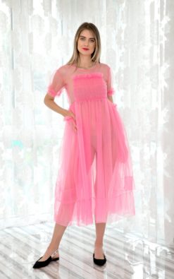 Villanelle Dress, Pink Tulle Dress, Avant Garde Clothing, Sheer Dress, Summer Party Dress, Cocktail Dress, Futuristic Clothing, See Through