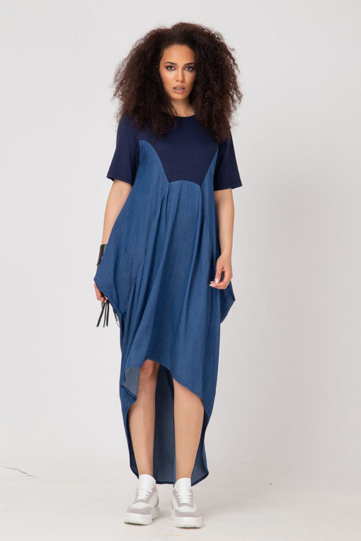 Blue Kaftan Oversized SEDA Dress For Women In Plus Sizes, Asymmetrical Blue Kaftan, Loose Caftan Dress, Summer Kaftan Dress, Adeptt