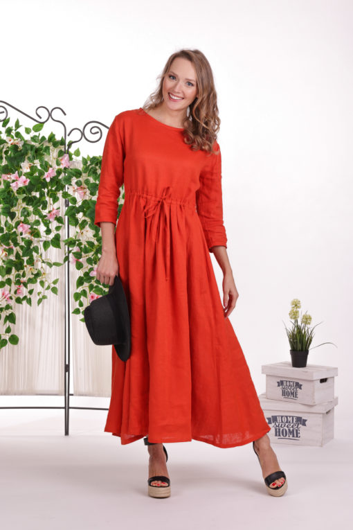 Linen Modest Dress, Red Maxi Dress, Prairie Dress, Plus Size Linen, Summer Dress, Linen Clothing For Women, Linen Kaftan Dress, Loose Dress