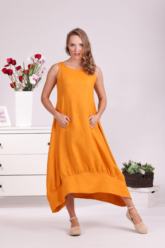Linen Dress With Front Pockets - ALLSEAMS