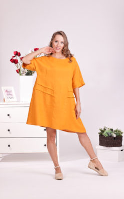 Linen Mustard Dress, Summer Dress, Linen Petite Dress, Plus Size Clothing, Oversize Dress, Linen Clothing For Women, Linen Loose Dress