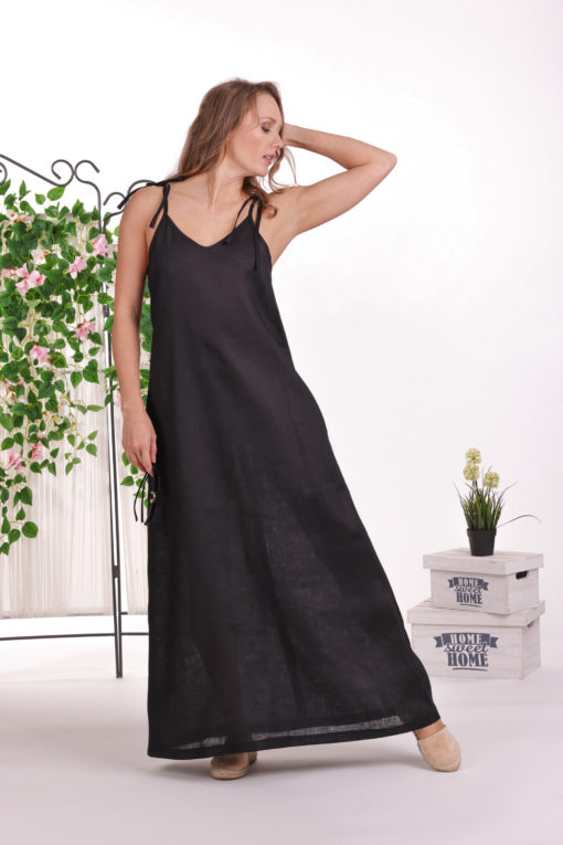 Linen Caftan, Linen Slip Dress, Black Maxi Dress, Linen Loose Dress, Linen Clothing For Women, Plus Size Linen, Summer Dress, Maternity