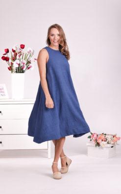 Linen Blue Dress, Simple Dress, Plus Size Linen, Maternity Dress, Linen Summer Dress, Sleeveless Dress, Linen Clothing Women, Loose Dress