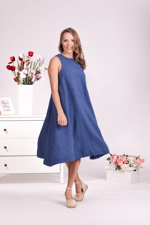 Linen Blue Dress, Simple Dress, Plus Size Linen, Maternity Dress, Linen Summer Dress, Sleeveless Dress, Linen Clothing Women, Loose Dress
