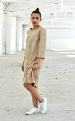 Midi Dress With Gathered Sleeves