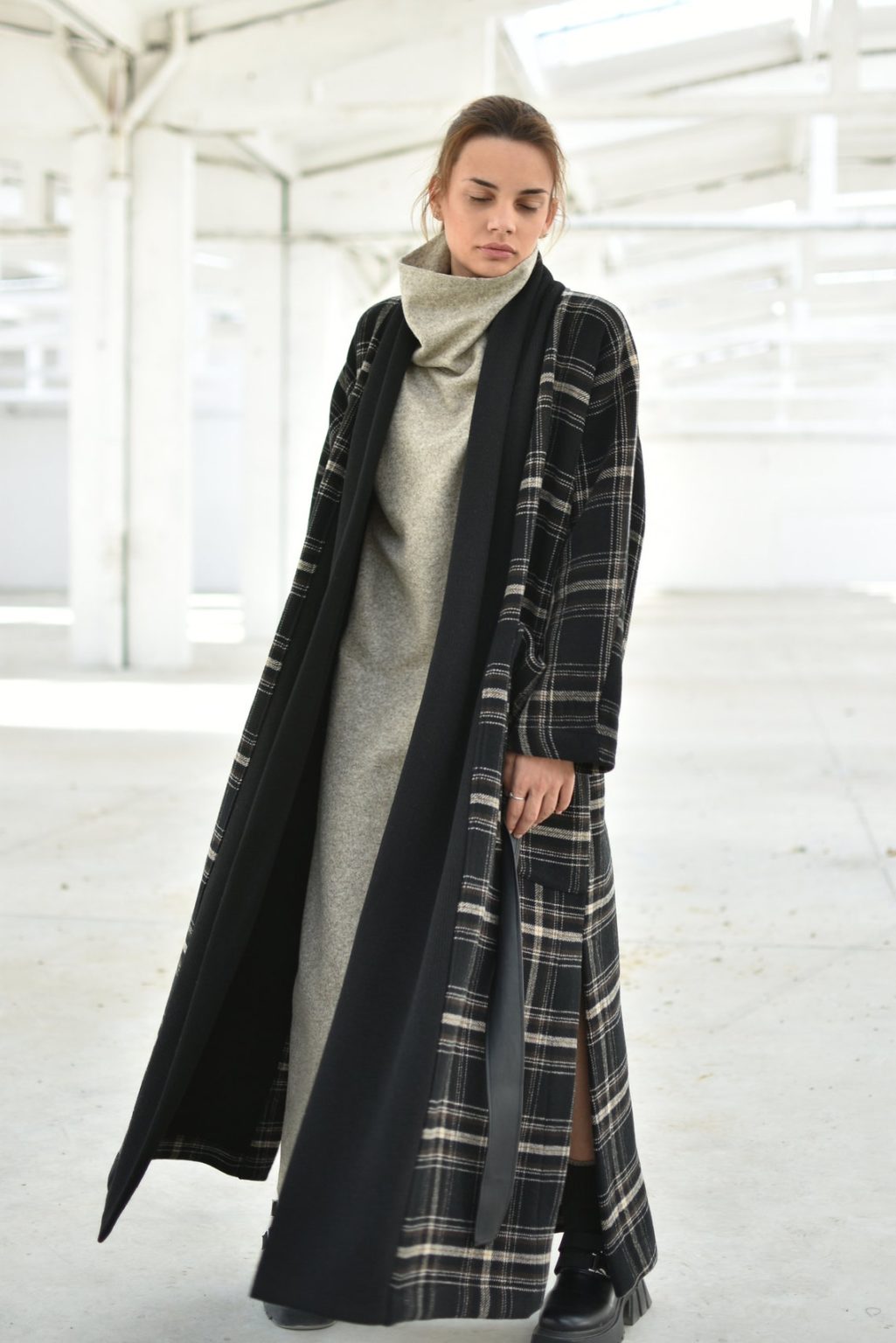 Plaid Wool Winter Maxi Coat ALLSEAMS