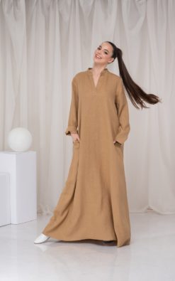 Linen Kaftan Maxi Dress